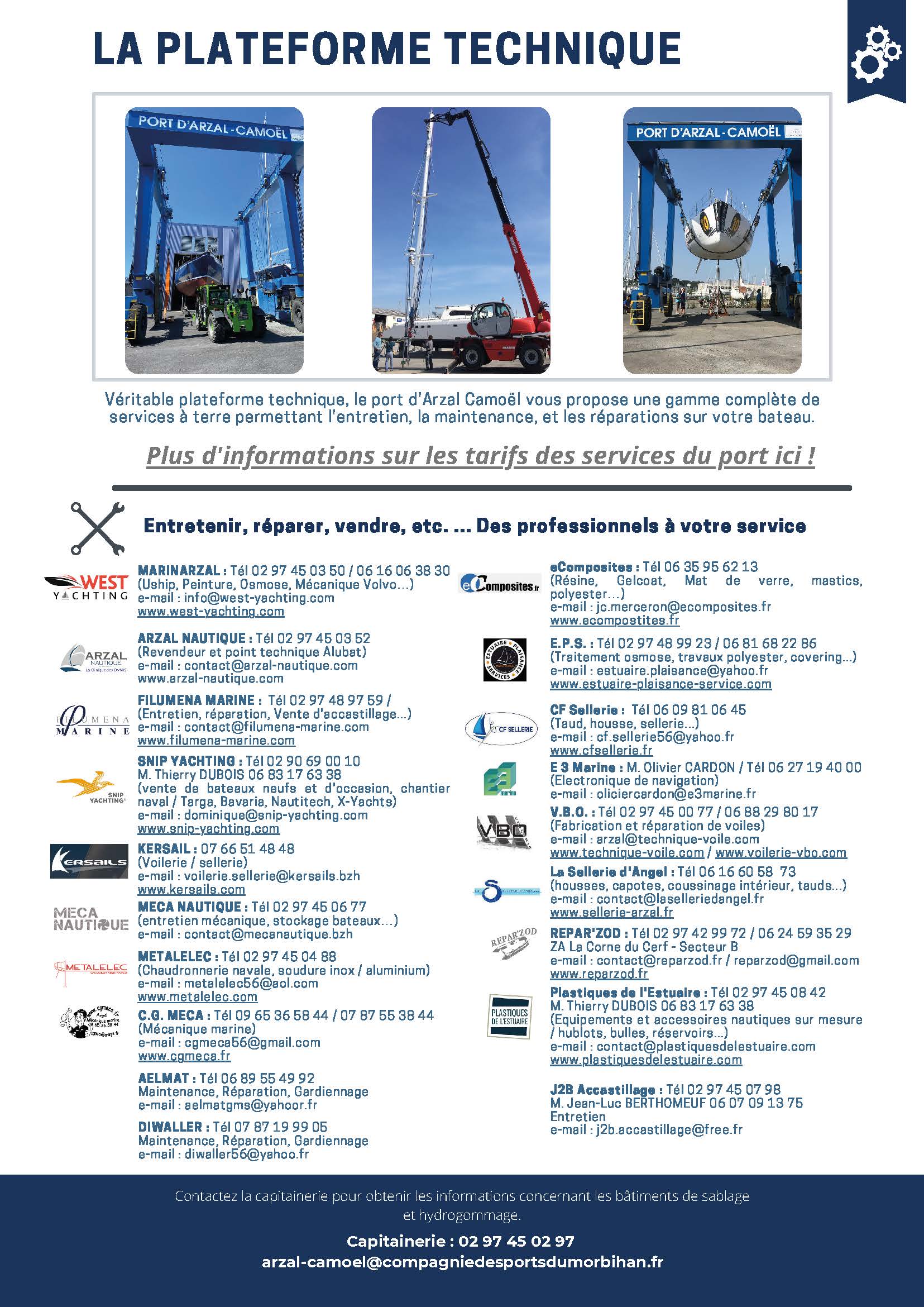 Liste des professionnels - port d'Arzal Camoel - Compagnie des ports du Morbihan